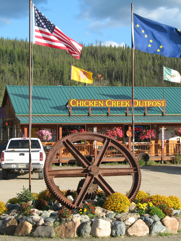 The entrance to the campground at Chicken, Alaska