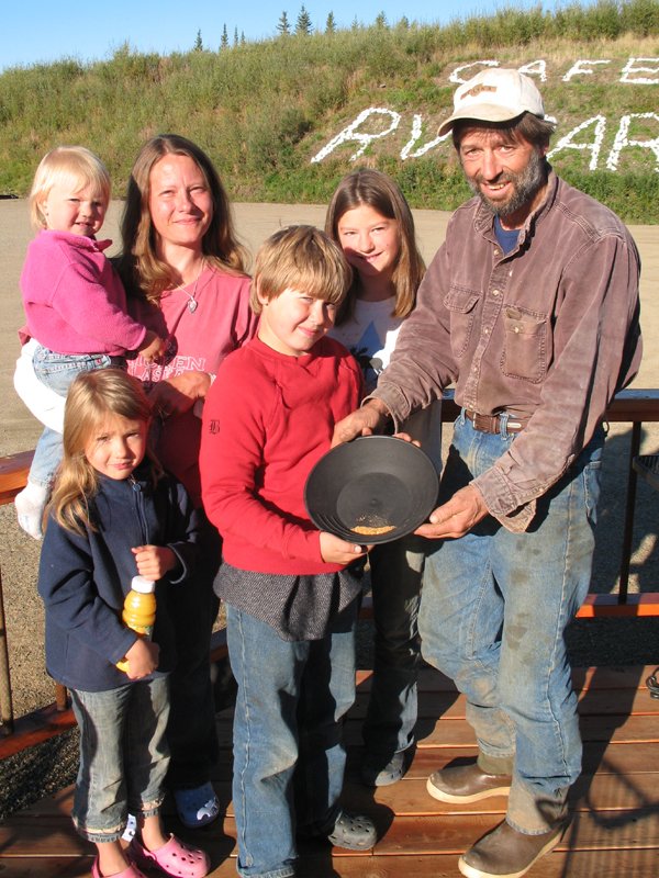 Family fun - gold panning at Chicken, Alaska