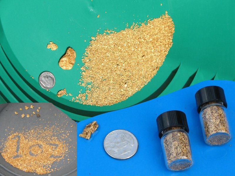 Gold in the pans at Chicken, Alaska!