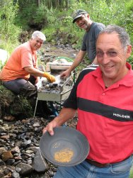 Panning and sluicing in the creek at Chicken, Alaska