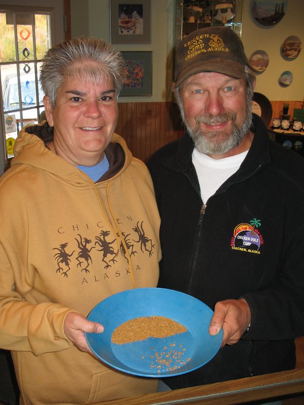 Smiling over a 3 ounce gold cleanup at Chicken, Alaska